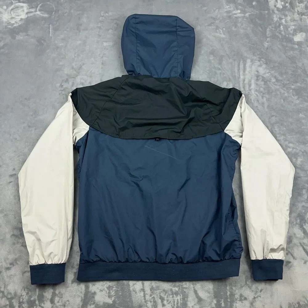 Nike Windrunner Jacket Mens M Black Blue Colorblock Full Zip Hooded Windbreaker